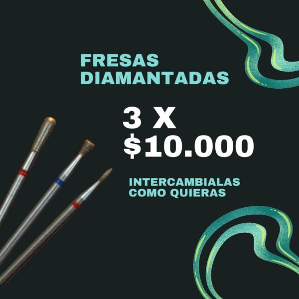 Fresas en oferta 3 unidades diamantadas para manicure