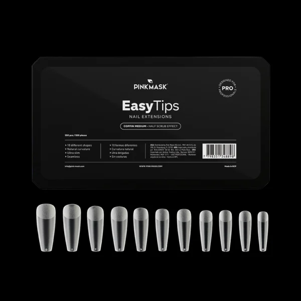 Tips Soft gel Pink Mask Easy Tips – Coffin Medium - Imagen 2