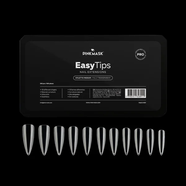 Tips Soft gel Pink Mask Easy Tips – Stiletto Medium - Imagen 2